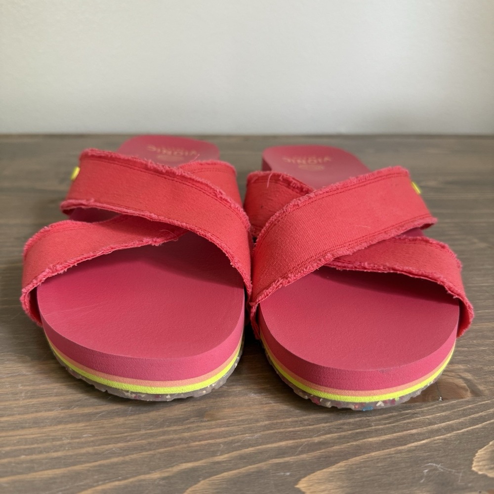 Vionic Red Cross-Strap Slide Sandals - Picture 3 of 7